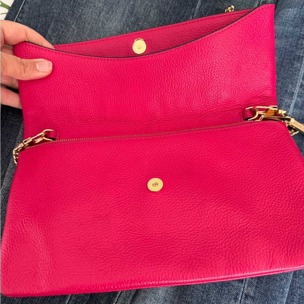 Michael Kors Vibrant Pink Clutch with Gold Chain - Picture 7 of 9
